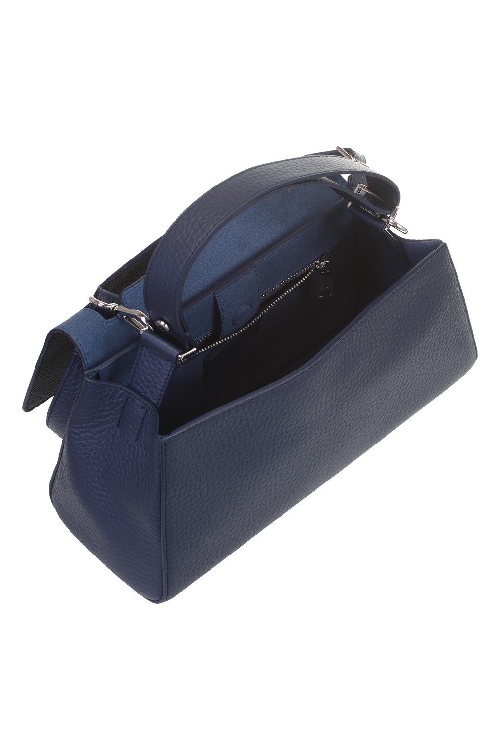 shop ORCIANI  Borsa: Orciani borsa Sveva Longuette Sense in pelle con tracolla.
Dimensioni: Larghezza: 34 cm / Altezza: 18 cm / Profondità: 14 cm.
Tasche: tre interne, di cui una con zip.
Chiusura: patta con bottone magnetico.
Funzionalità: apertura a scomparsa sulla parte alta della patta, tracolla di servizio regolabile e rimovibile.
Dettagli: pelle martellata; finitura palladio.
Made in Italy.. B02159 SOF-NAVY number 4540129